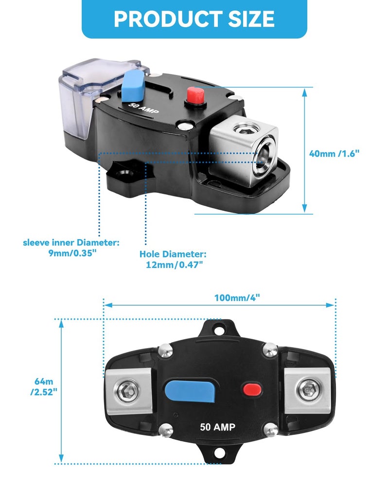BULVACK 30 Amp Circuit Breaker 12-48 Volt DC 30A Self Recovery Resettable High Amp Circuit Breaker with Manual Reset Button for Automotive RV Marine Boat Car Audio and Amps Protection - Image 5